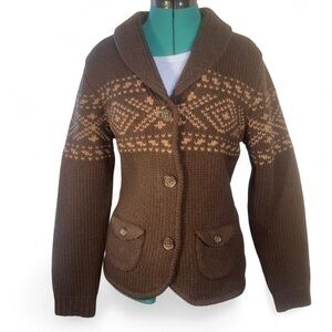 Cabincore Woolrich Chocolate Knit Cardigan 100% lambs wool